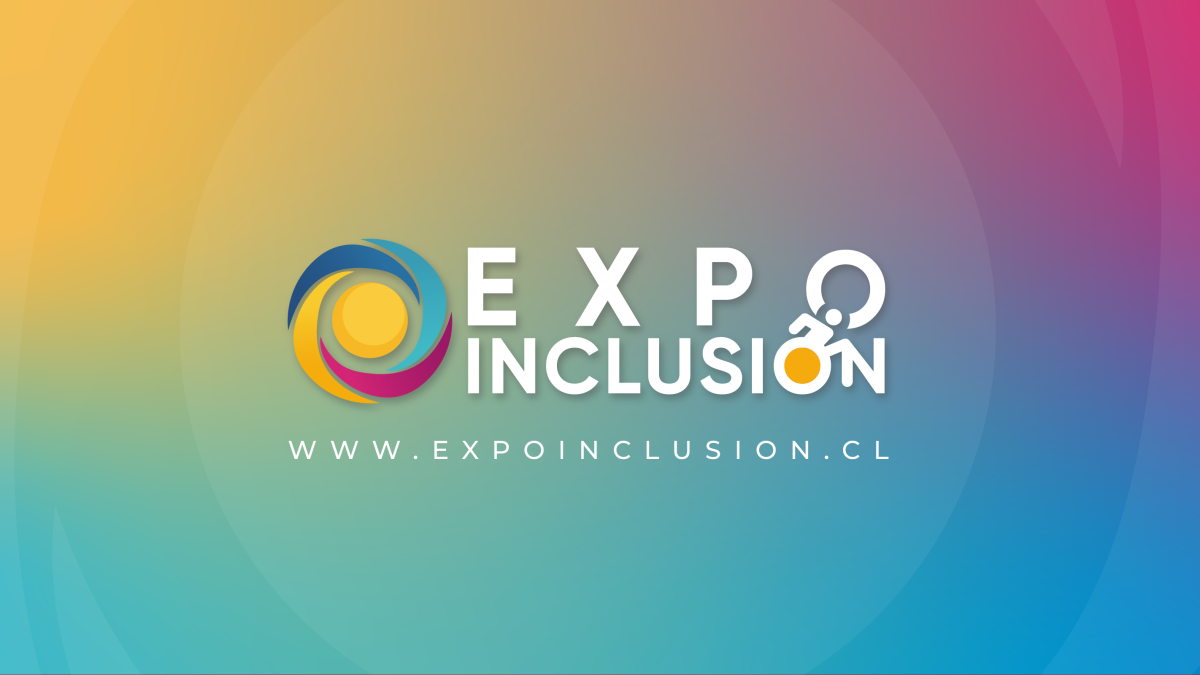 Nuevo logo de la Expo Inclusión 2026 sobre un fondo de colores amarillo, azul, rojo, celeste y morado.
