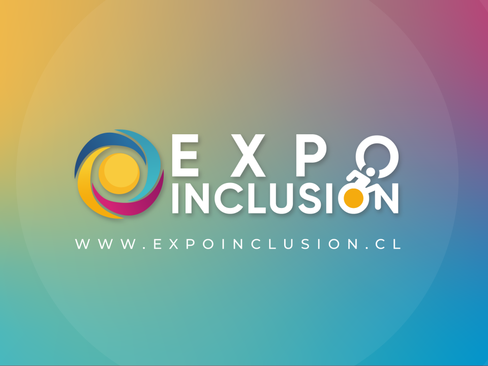 Nuevo logo de la Expo Inclusión 2026 sobre un fondo de colores amarillo, azul, rojo, celeste y morado.